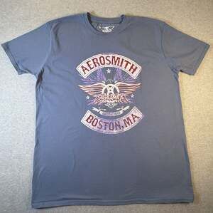Aerosmith Boston Pride Band Logo Official Denim Blue T-Shirt